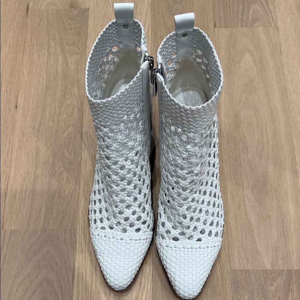 Michael Kors Augustine White Woven Ankle Boots